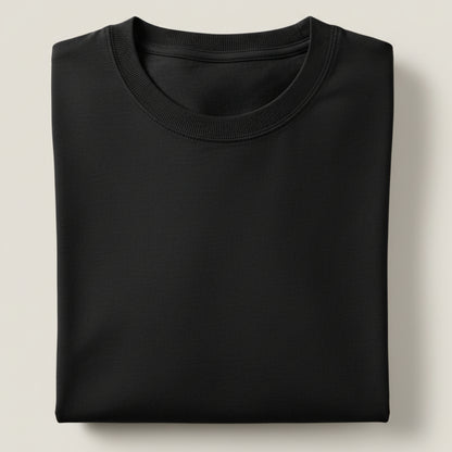 Solid: Black Round Neck T-Shirt