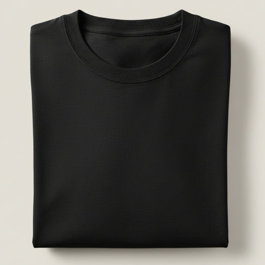 Solid: Black Round Neck T-Shirt
