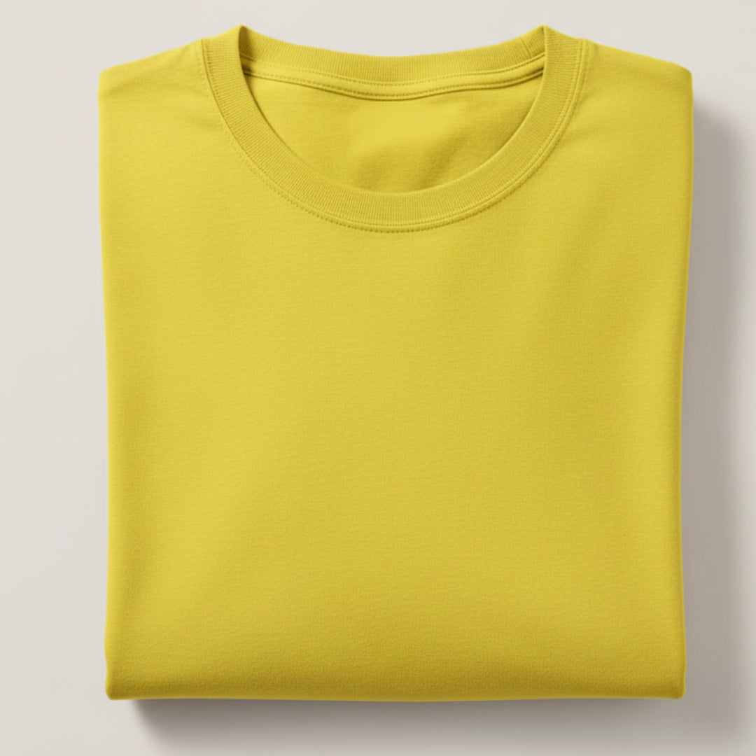 Solid: New Yellow Round Neck T-Shirt