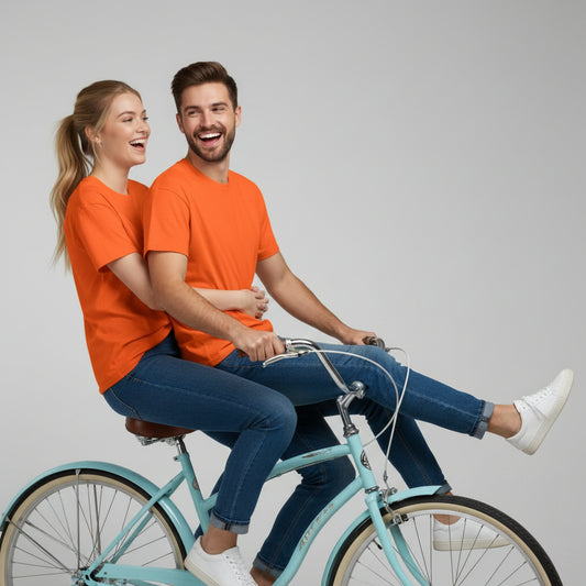 Solid: Orange Round Neck T-Shirt