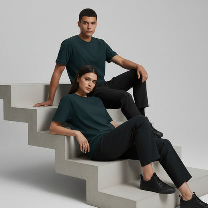 Solid: Petrol Blue Round Neck T-Shirt