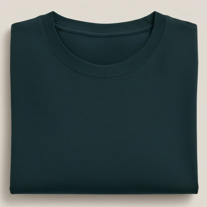 Solid: Petrol Blue Round Neck T-Shirt
