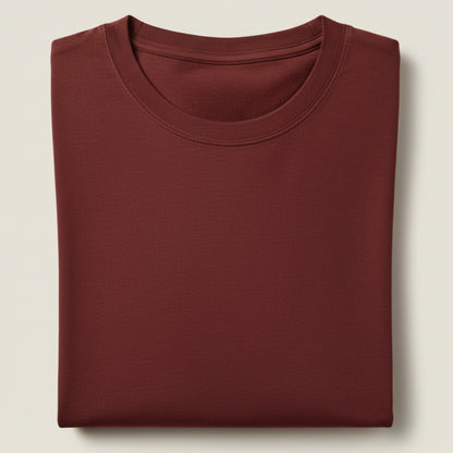 Solid: Brick Red Round Neck T-Shirt