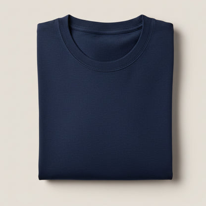 Solid: Navy Blue Round Neck T-Shirt
