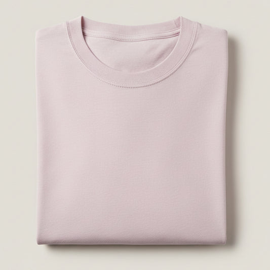Solid: Light Baby Pink Round Neck T-Shirt