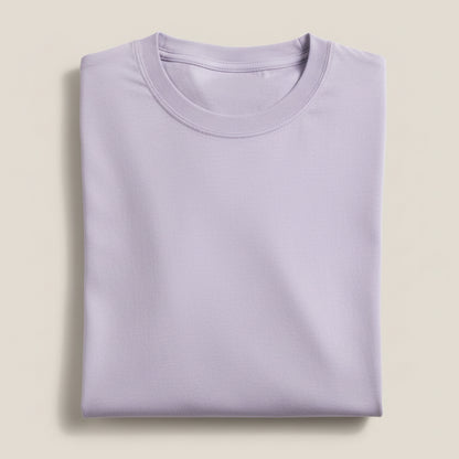 Solid:Lavender Round Neck T-Shirt