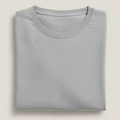 Solid: Grey Melange Round Neck T-Shirt