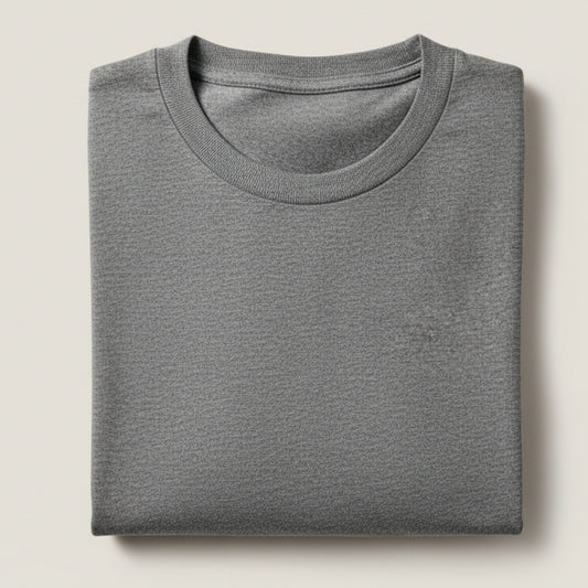 Solid: Charcoal Melange Round Neck T-Shirt