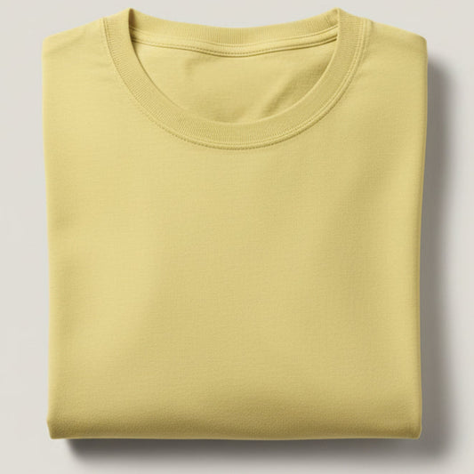 Solid: Yellow Round Neck T-Shirt