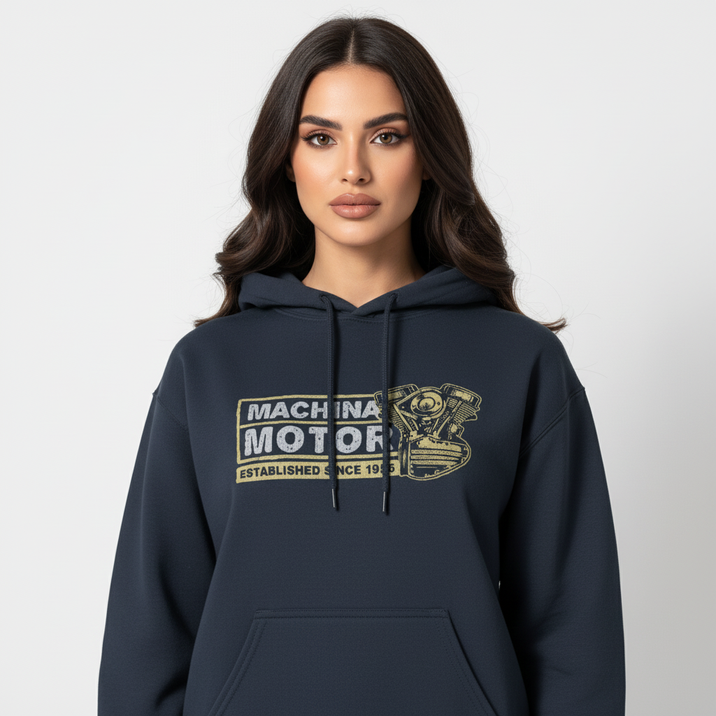 Motorcycle Engine Hoodie | Machina Motor 1956 Vintage Design | Heavyweight Cotton