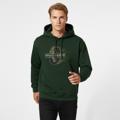 Speed Demon Racing Hoodie | Vintage Wheel Graphic for Bikers & Riders