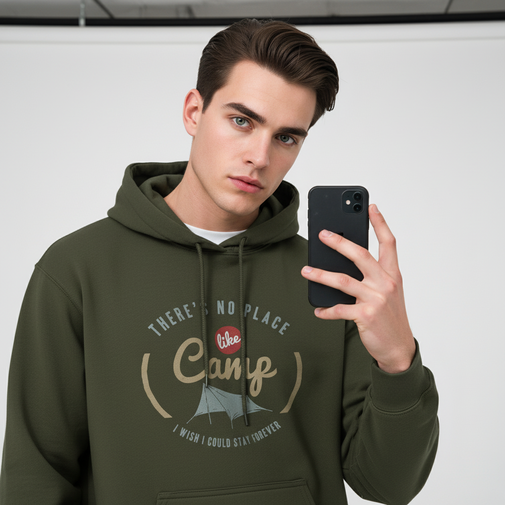 There’s No Place Like Camp Hoodie | Vintage Camping Graphic Hoodie
