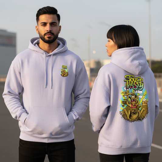 Touch The Sky Oversized Hoodie | Bold Cartoon Graphic | 400 GSM Heavyweight