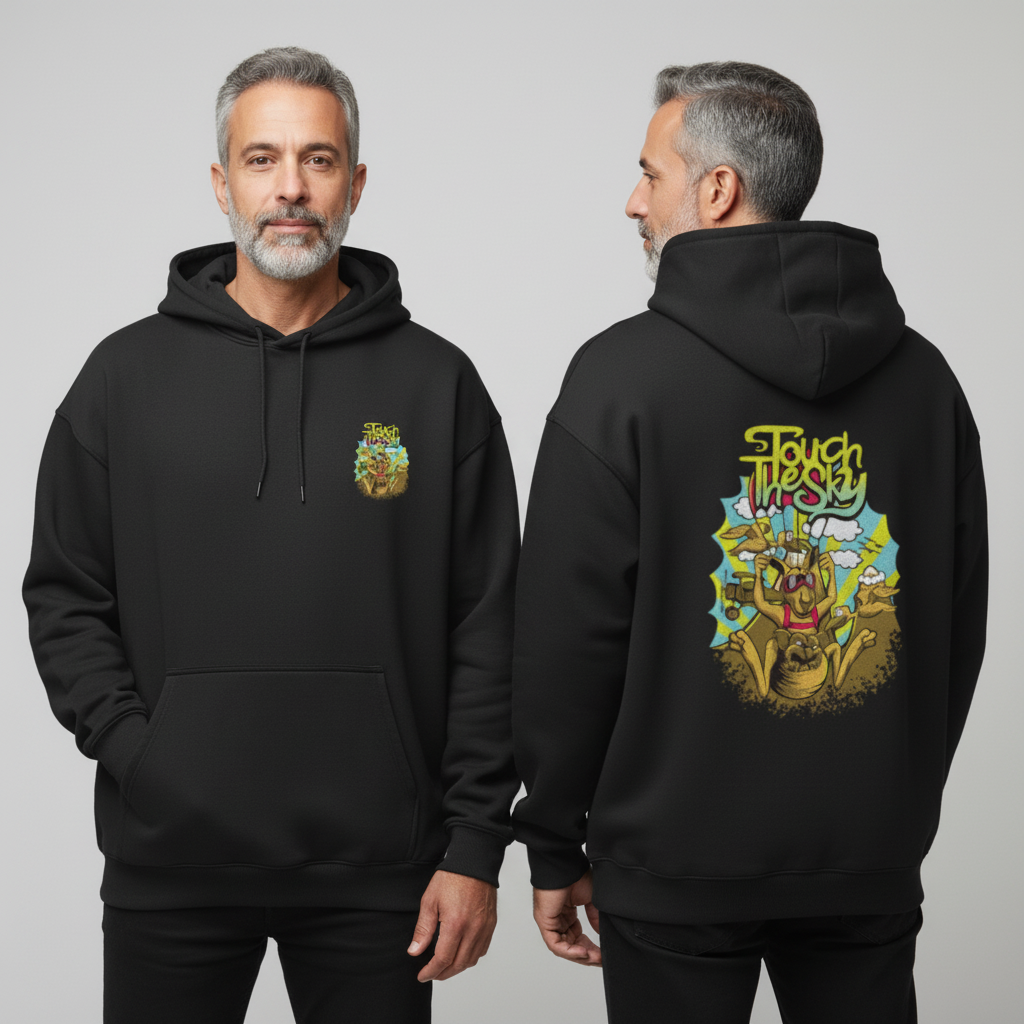 Touch The Sky Oversized Hoodie | Bold Cartoon Graphic | 400 GSM Heavyweight