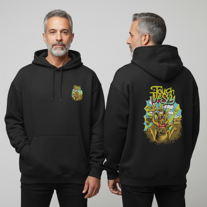 Touch The Sky Oversized Hoodie | Bold Cartoon Graphic | 400 GSM Heavyweight
