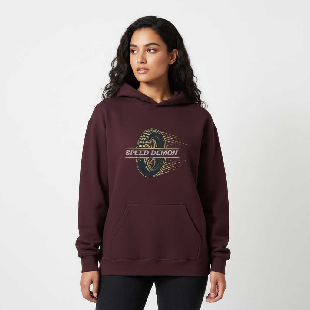 Speed Demon Racing Hoodie | Vintage Wheel Graphic for Bikers & Riders
