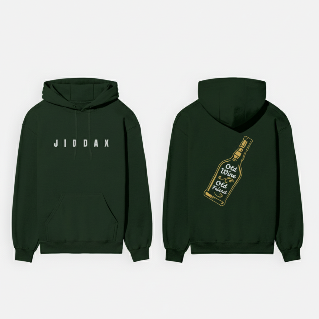 Old Wine Old Friend Vintage Graphic Hoodie | Unisex Heavyweight Cotton Hoodie