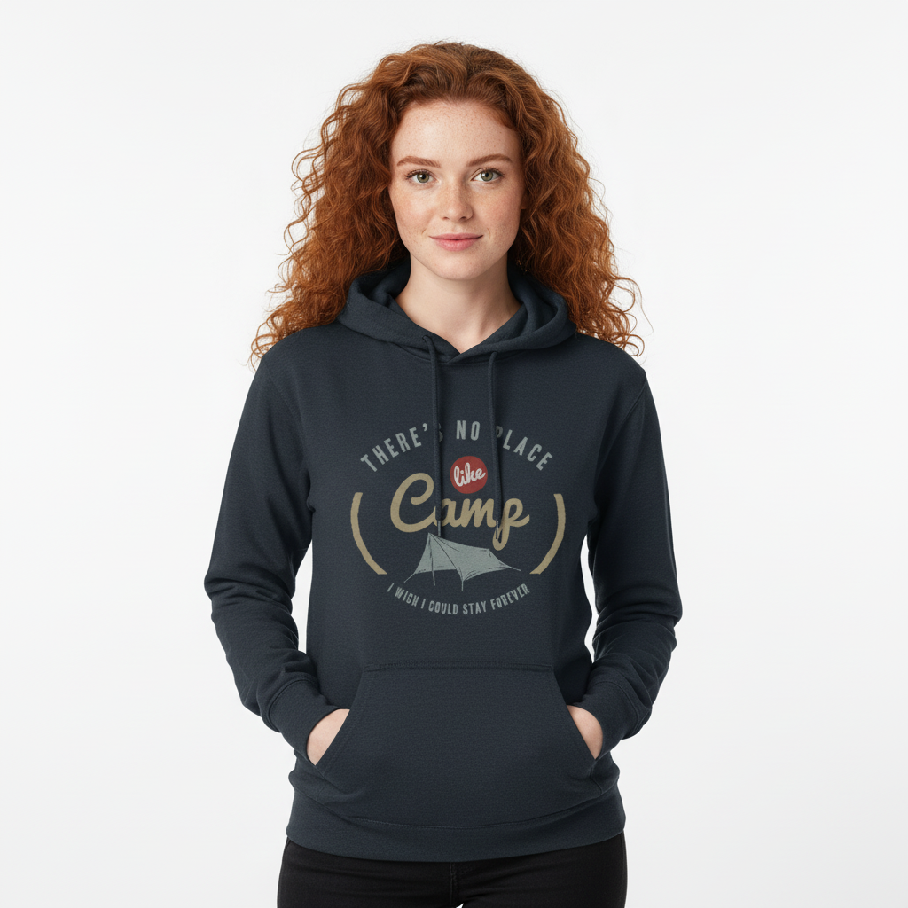 There’s No Place Like Camp Hoodie | Vintage Camping Graphic Hoodie