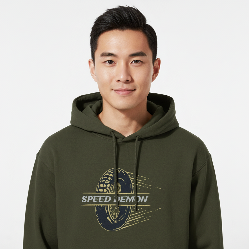 Speed Demon Racing Hoodie | Vintage Wheel Graphic for Bikers & Riders