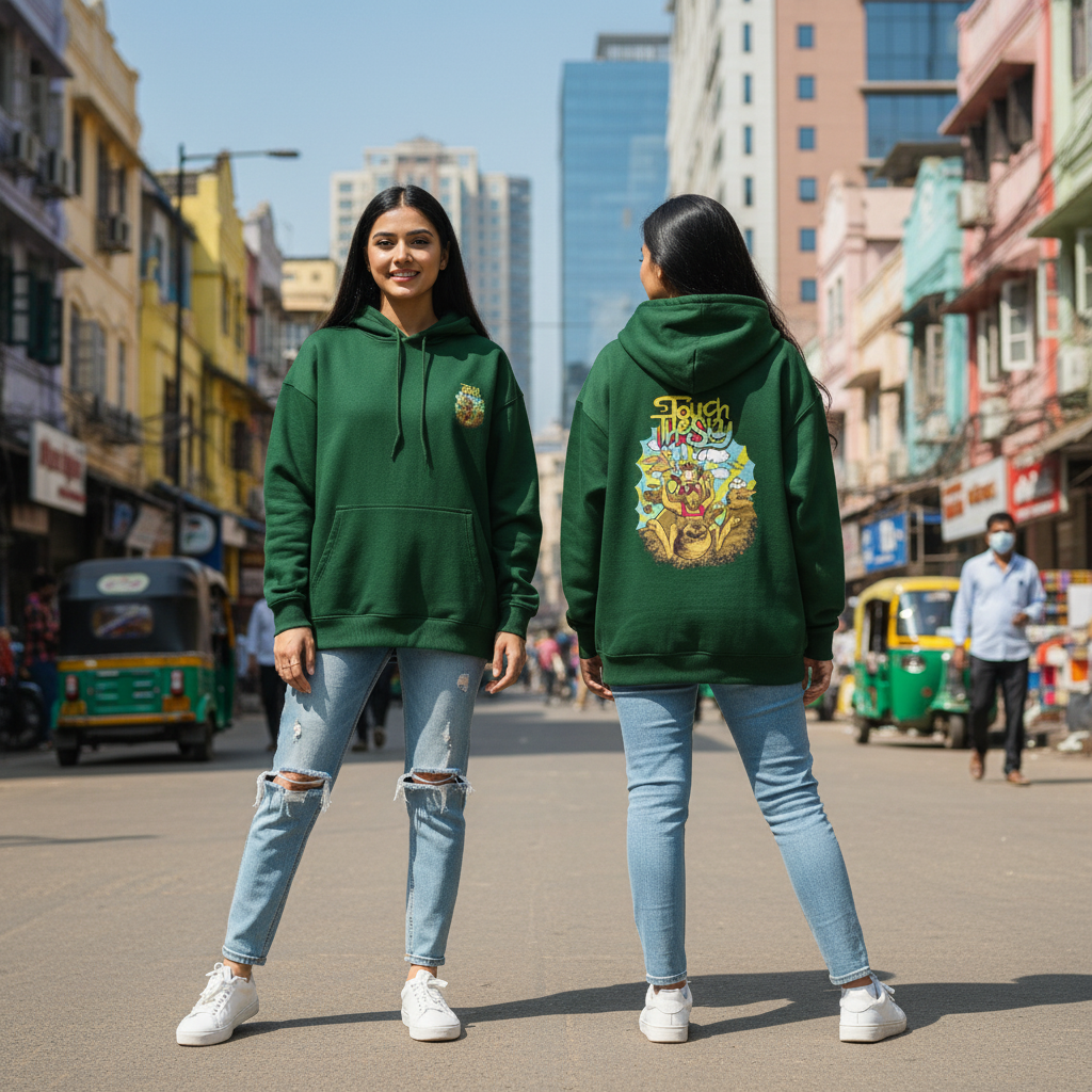 Touch The Sky Oversized Hoodie | Bold Cartoon Graphic | 400 GSM Heavyweight