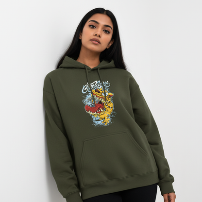 Monster Cat Graphic Hoodie | Vibrant Cartoon Creature Streetwear
