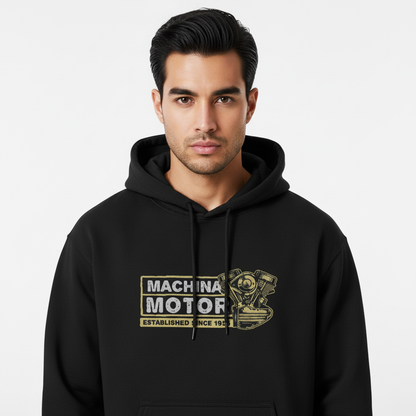 Motorcycle Engine Hoodie | Machina Motor 1956 Vintage Design | Heavyweight Cotton